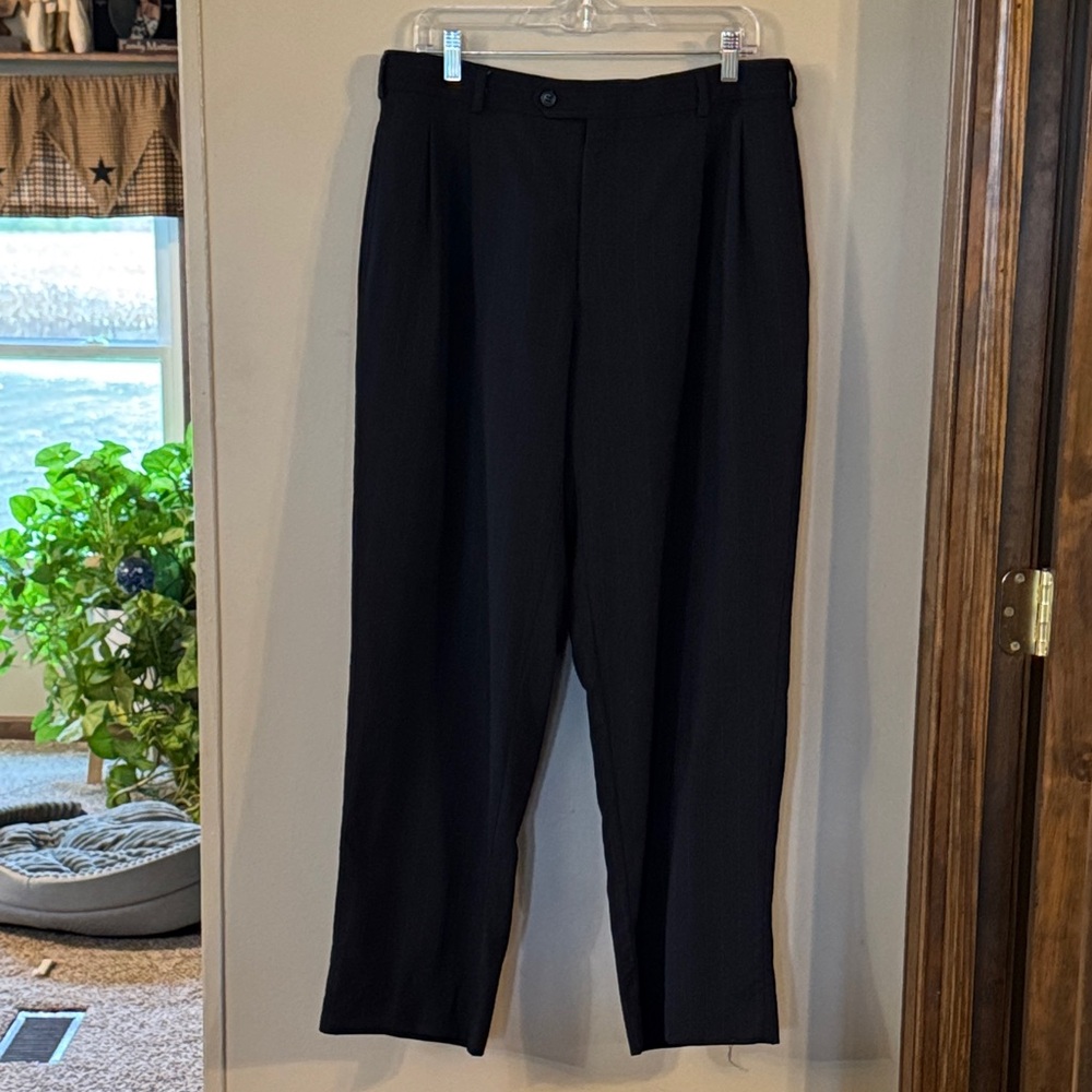 Classic navy pin striped men’s dress pants